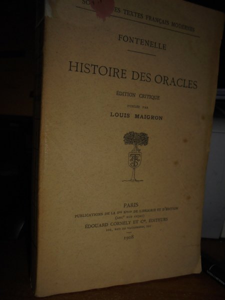 (Esoterismo) Histoire des Oracles édition critique