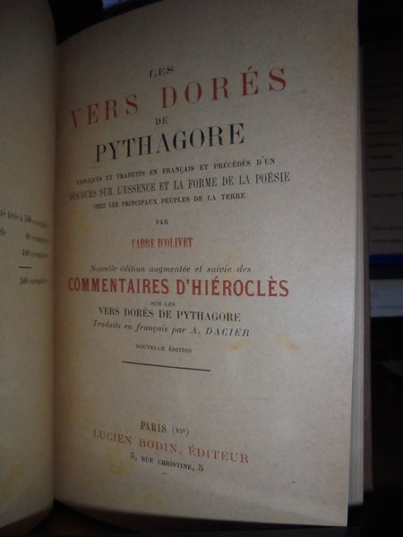 (Esoterismo) Les Vers Dorés de Pythagore expliqués et traduits en …