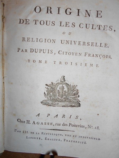 (Esoterismo) ORIGINE de Tous les Cultes, ou Religion Universelle