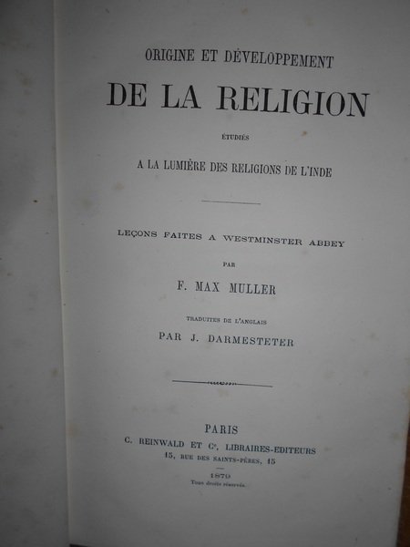 (Esoterismo) Origine et developpement de La Religion. Etudes a la …