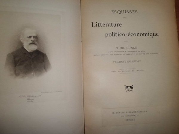 ESQUISSES DE LITERATURE POLITICO-ÉCONOMIQUE. TRADUIT DU RUSSE