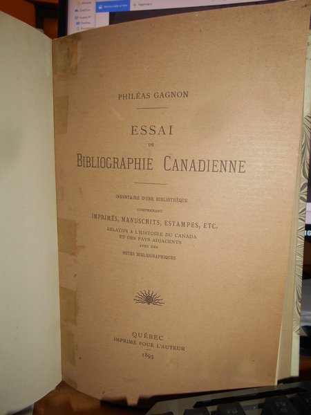 ESSAI DE BIBLIOGRAPHIE CANADIENNE