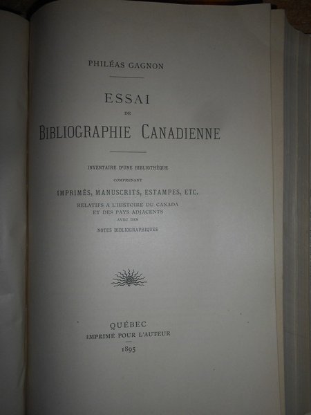 ESSAI DE BIBLIOGRAPHIE CANADIENNE