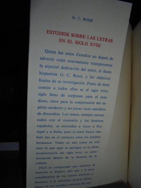 Estudios sobre las letras en el Siglo XVIII