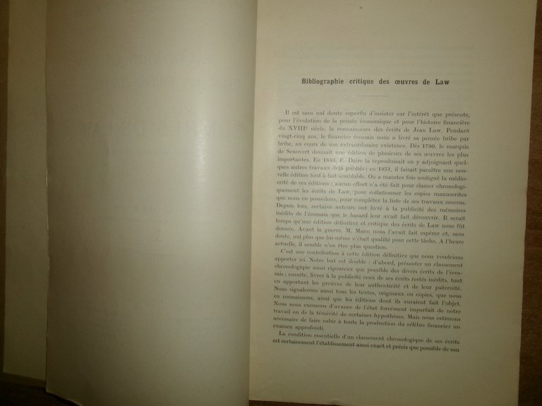ETUDE Critique sur la Bibliographie des Oeuvres de Law. PAUL …
