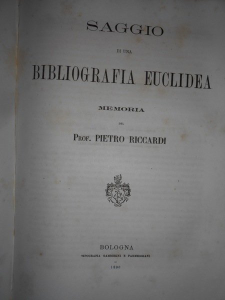 EUCLIDE e il suo secolo. Saggio storico matematico. Saggio di …