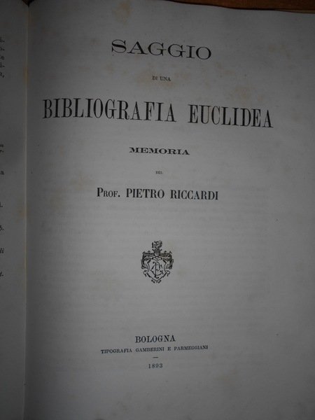 EUCLIDE e il suo secolo. Saggio storico matematico. Saggio di …