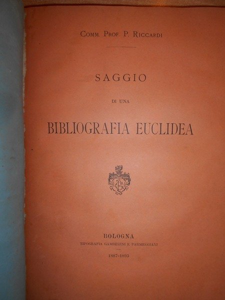 EUCLIDE e il suo secolo. Saggio storico matematico. Saggio di …