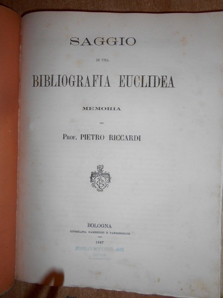 EUCLIDE e il suo secolo. Saggio storico matematico. Saggio di …