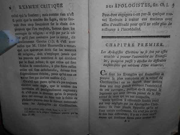 Examen critique des Apologistes della Religion Chrétienne