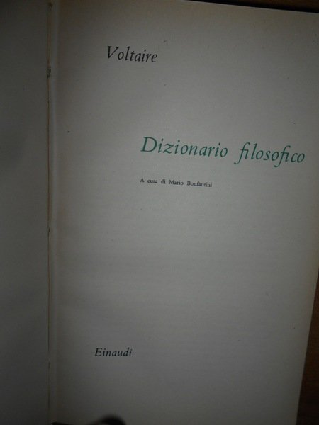 (Filosofia) Dizionario filosofico di Voltaire