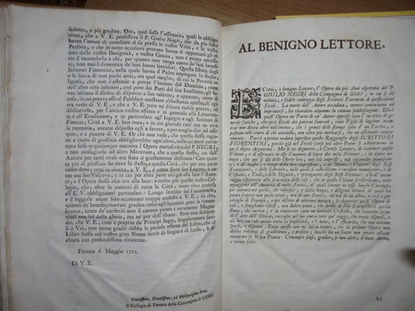 (Firenze) ISTORIA degli Scrittori Fiorentini la quale abbraccia intorno à …