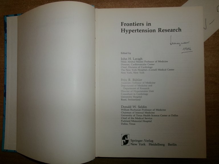 Frontiers in Hypertension Research. JOHN H. LARAGH - FRITZ BUHLER …