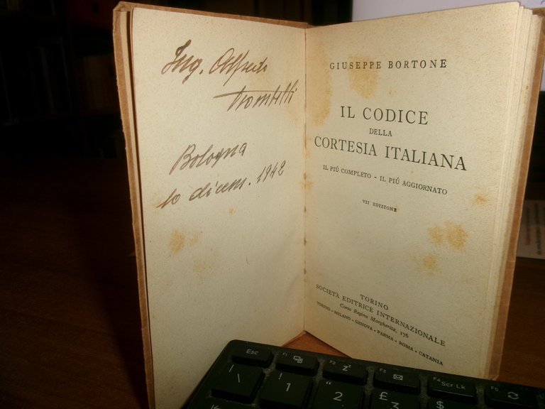 G. BORTONE. Il Codice della Cortesia Italiana - 1941