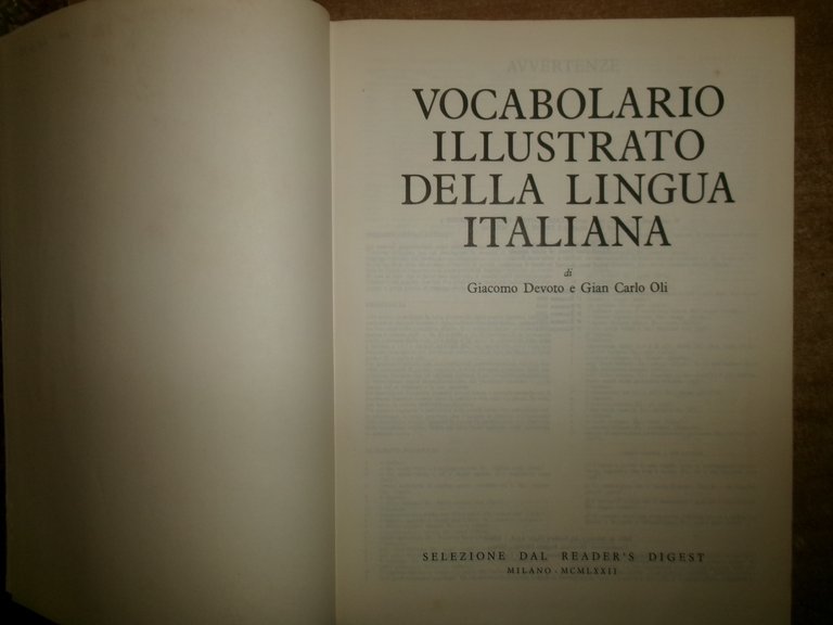 G. DEVOTO-G.C. OLI. Vocabolario illustrato della lingua italiana Selezione 1972