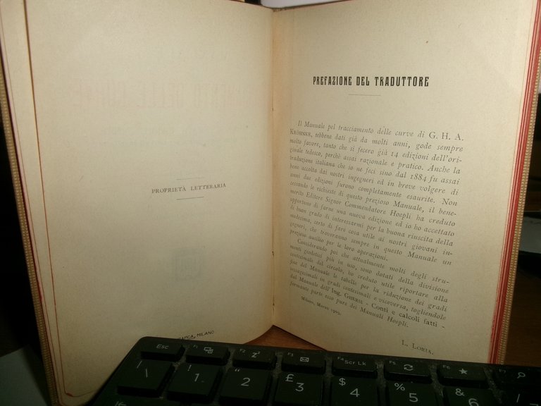 G.H.A. KROHNKE-LORIA - Manuale del TRACCIAMENTO delle CURVE delle...HOEPLI, 1909