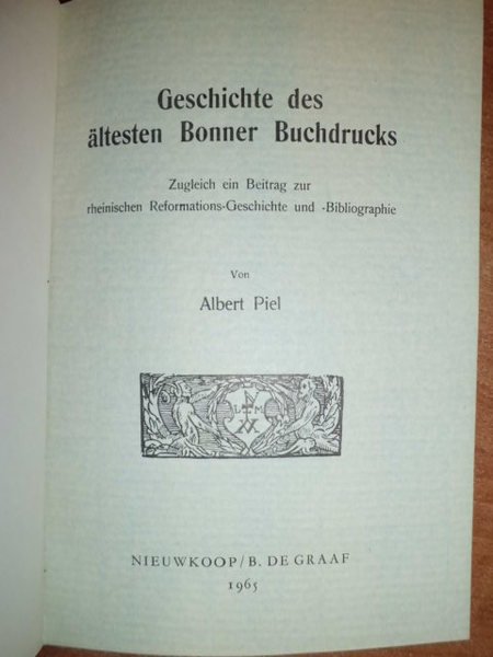 Geschichte des altesten Bonner Buchdrucks