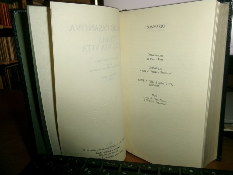 GIACOMO CASANOVA. STORIA DELLA MIA VITA. Solo volume Primo (1725-1755) …