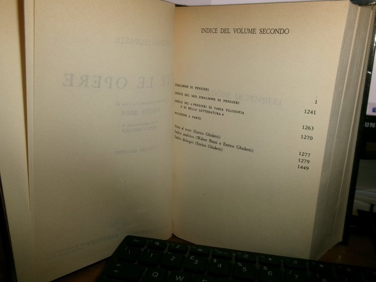 GIACOMO LEOPARDI. Tutte le Opere in due volumi 1989