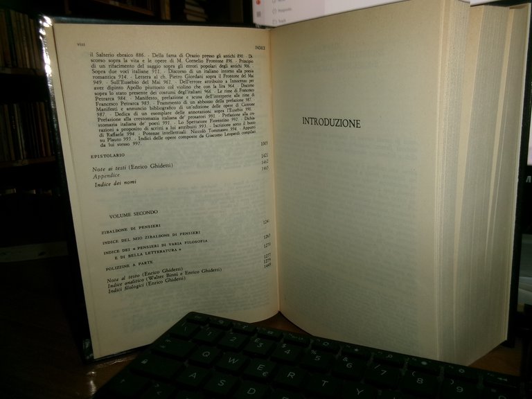 GIACOMO LEOPARDI. Tutte le Opere in due volumi 1989