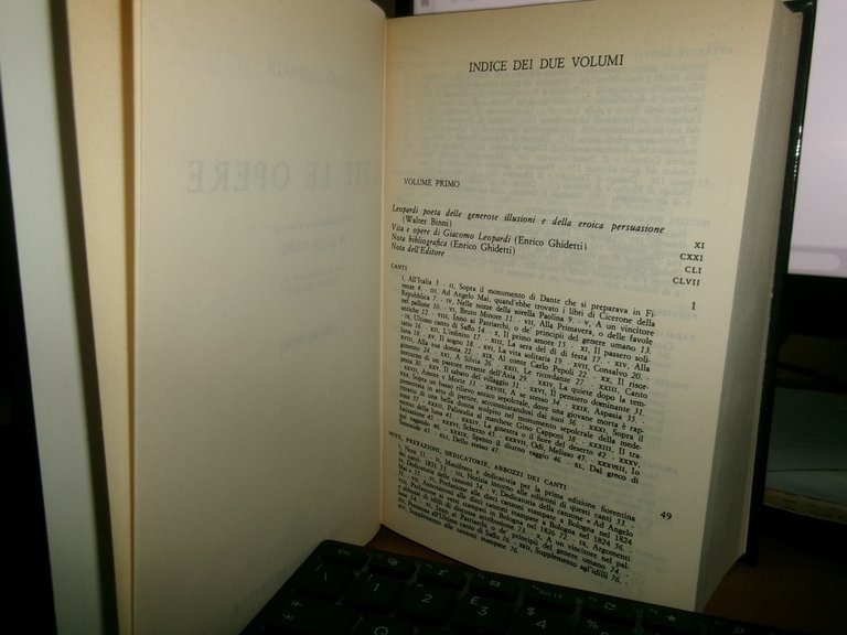 GIACOMO LEOPARDI. Tutte le Opere in due volumi 1989