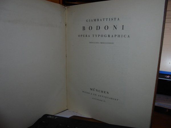 GIAMBATTISTA BODONI. OPERA TYPOGRAPHICA 1769-1839. KATALOG II. München, Weiss & …