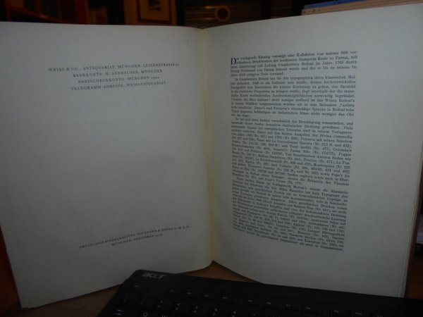 GIAMBATTISTA BODONI. OPERA TYPOGRAPHICA 1769-1839. KATALOG II. München, Weiss & …