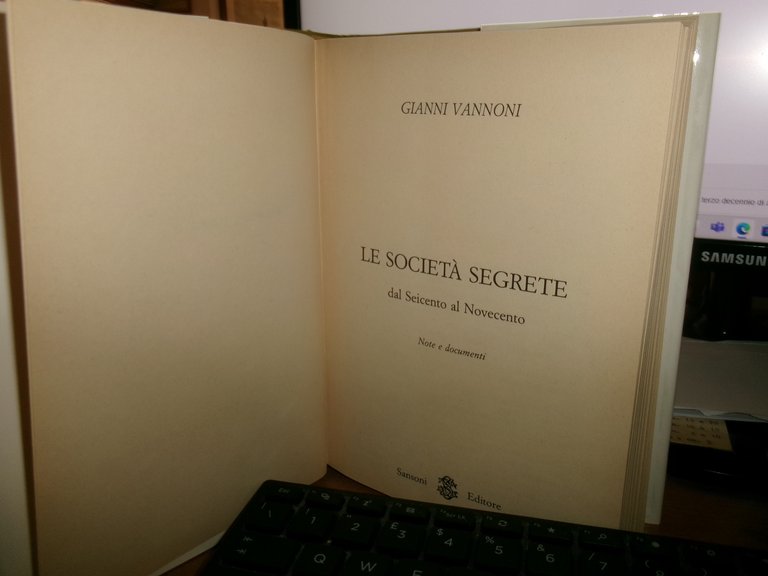 GIANNI VANNONI. Le Società Segrete dal Seicento al Novecento 1985