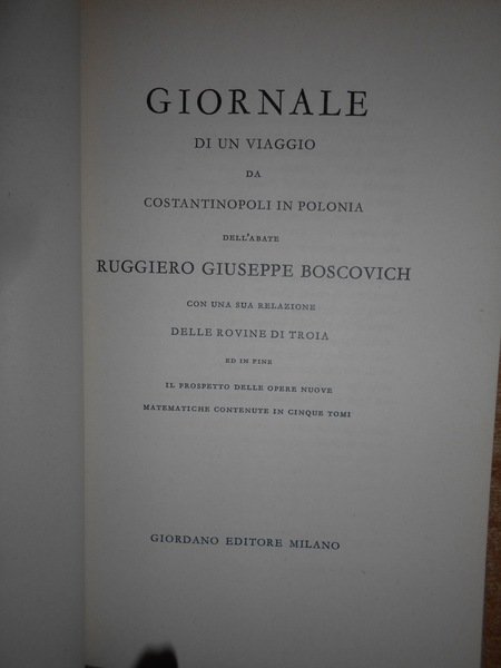 GIORNALE di un viaggio di Ruggero Giuseppe Boscovich