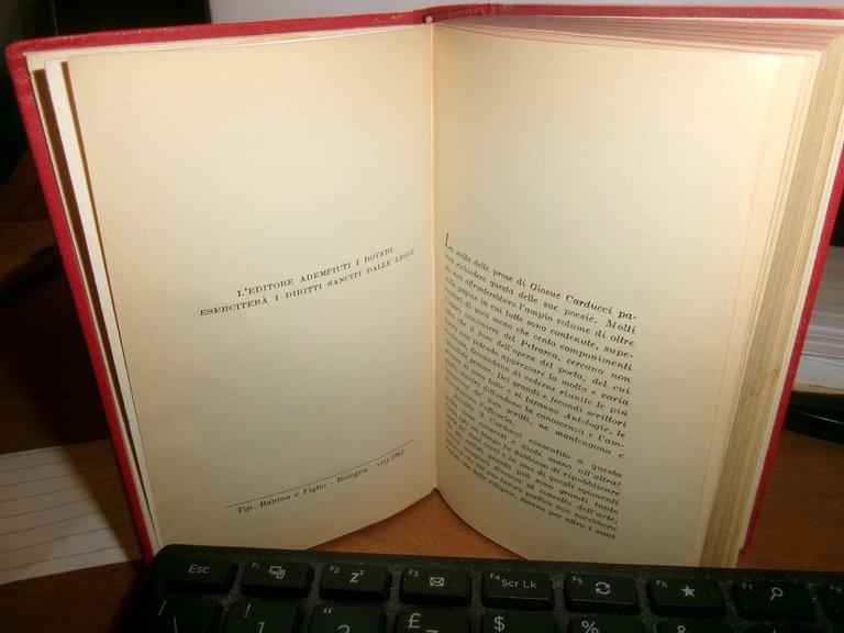 GIOSUE CARDUCCI. POESIE SCELTE - Bologna, Zanichelli, 1962