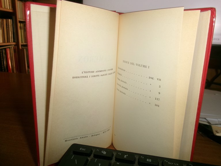 GIOVANNI BOCCACCIO. DECAMERON introduzione di Mario Pazzaglia 2 volumi scompleto