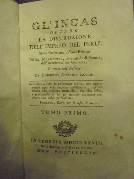 GL' INCAS OVVERO LA DISTRUZIONE DELL' IMPERO DEL PERU' VENEZIA …