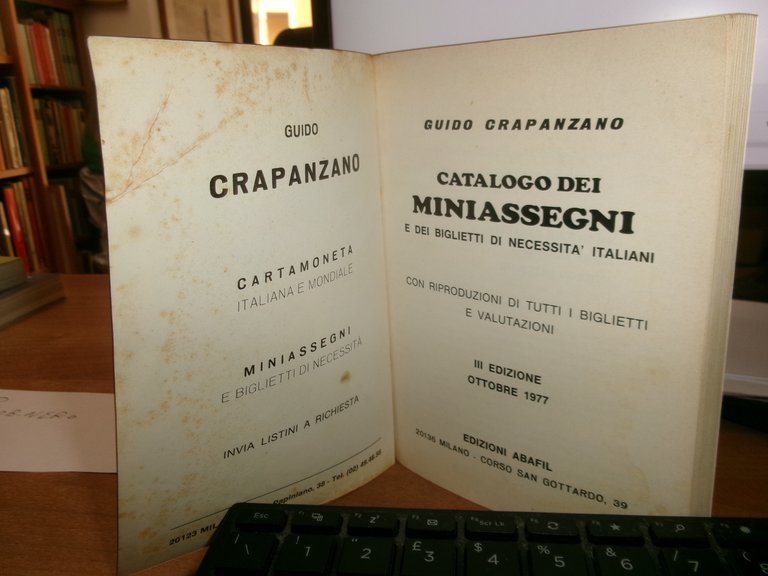 GUIDO CRAPANZANO. Catalogo dei MINIASSEGNI e dei Biglietti... 1977