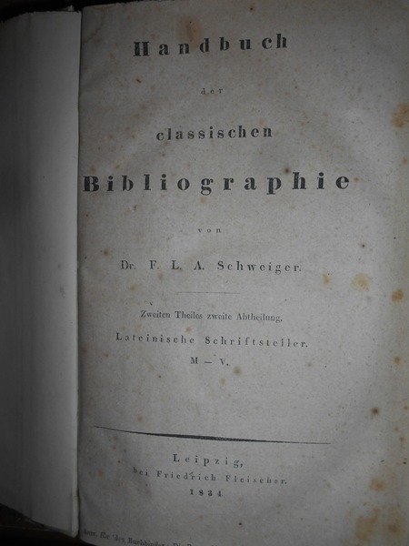 Handbuch der Calassischen BIBLIOGRAPHIE