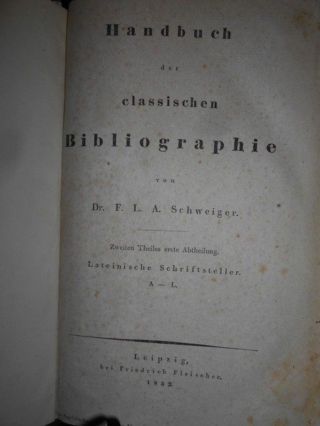 Handbuch der Calassischen BIBLIOGRAPHIE