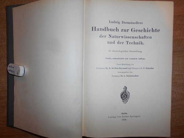 HANDBUCH zur GESCHICHTE der NATURWISSENSCHAFTEN und der Technik. In chronologischer …