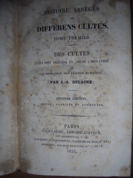 HISTOIRE ABREGEE DES DIFFERENS CULTES. GUILLAUME, PARIS. 1825 1825