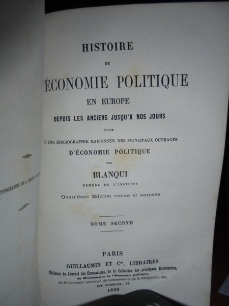 Histoire de l'economie politique en Europe, depuis les anciens jusqu'à …