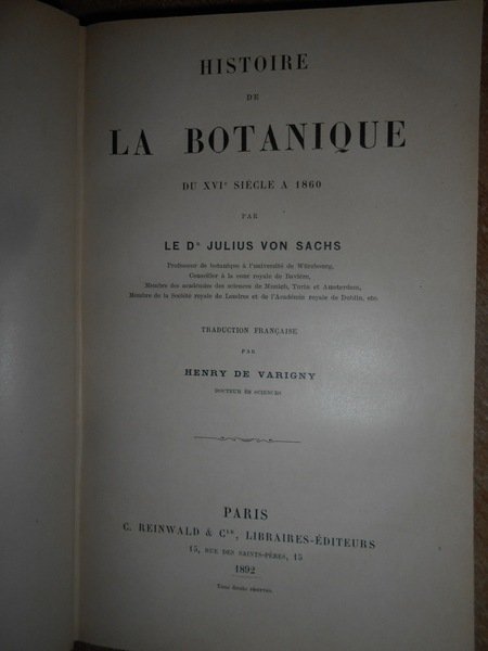 Histoire de la BOTANIQUE du XVI Siècle a 1860