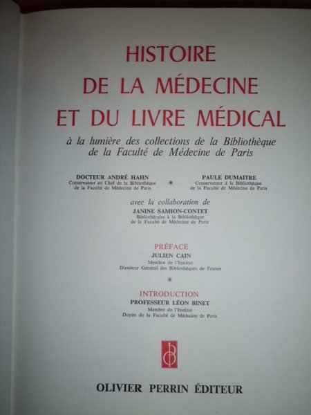 HISTOIRE DE LA MÉDECINE ET DU LIVRE MÉDICAL À LA …