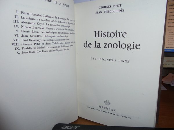 Histoire De La Zoologie Des Origines A Linné.