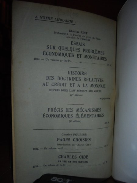 Histoire des Doctrines économiques