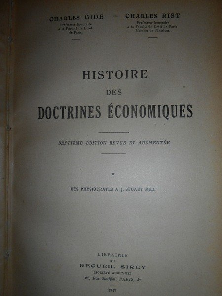 Histoire des Doctrines économiques