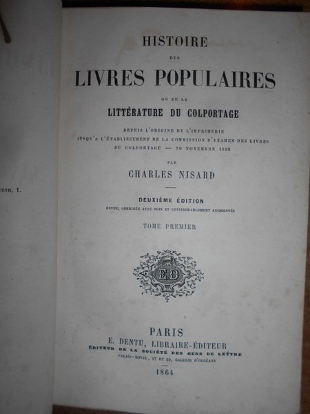 HISTOIRE des LIVRES POPULAIRES de la littérature du Colportage depuis …