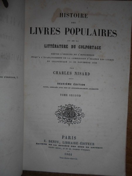 HISTOIRE des LIVRES POPULAIRES de la littérature du Colportage depuis …
