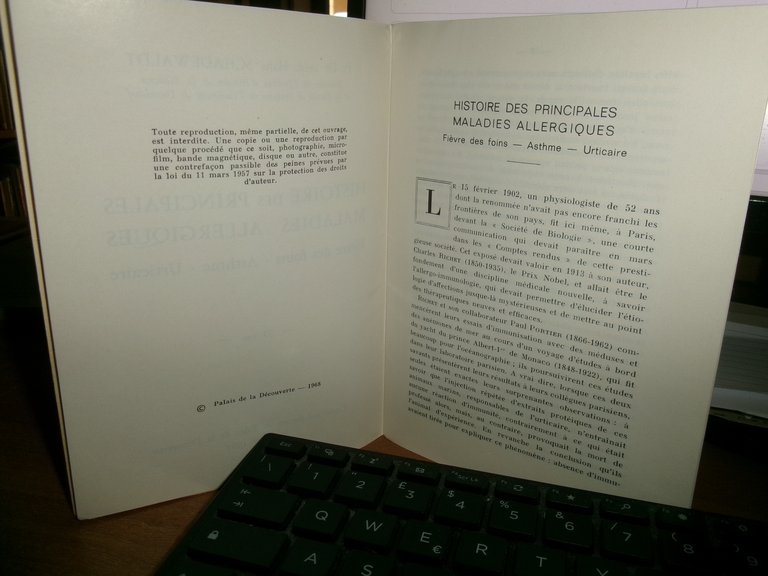 HISTOIRE des PRINCIPALES MALADIES ALLERGIQUES. HANS SCHADEWALDT 1967