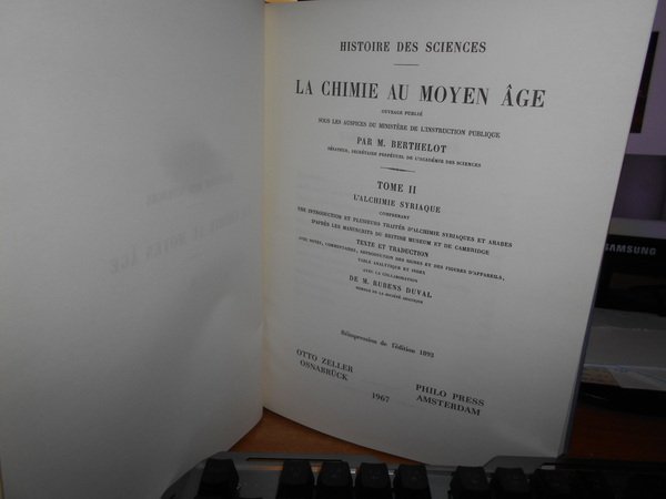 Histoire des sciences. La chimie au Moyen Âge ouvrage publié …