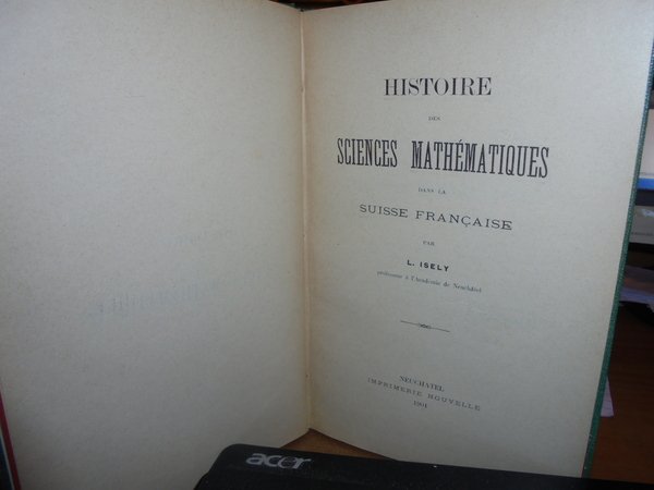 HISTOIRE des SCIENCES Mathématiques dans la SUISSE Française