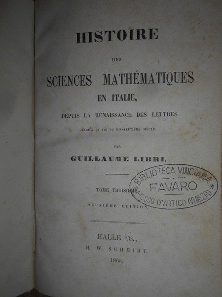 Histoire des Sciences Mathématiques en Italie