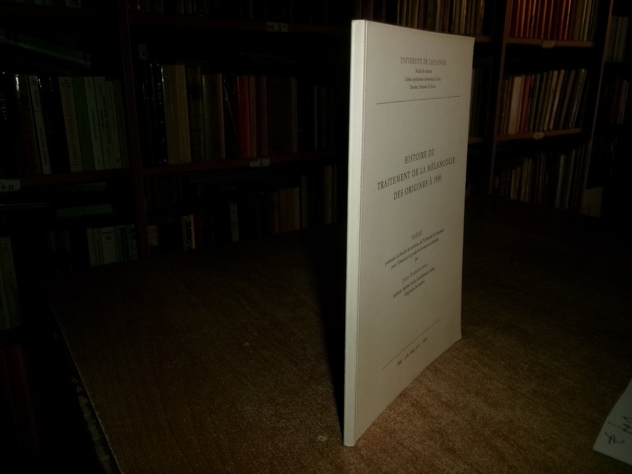 Histoire du traitement de la mélancolie des origines à 1900. …